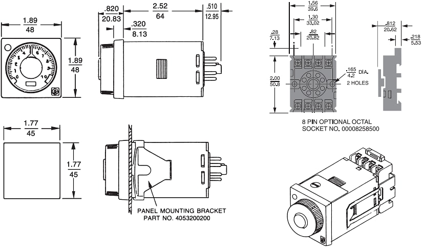 ATC Automatic Timing & Controls 405C 1/16 DIN Timers with Instantaneous Relay